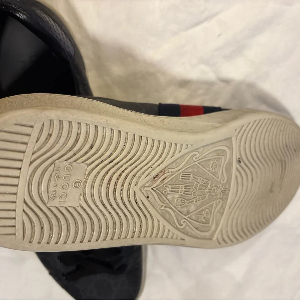 Gucci Ace GG Supreme Men’s Sneakers Black Red Blue Size 9.5